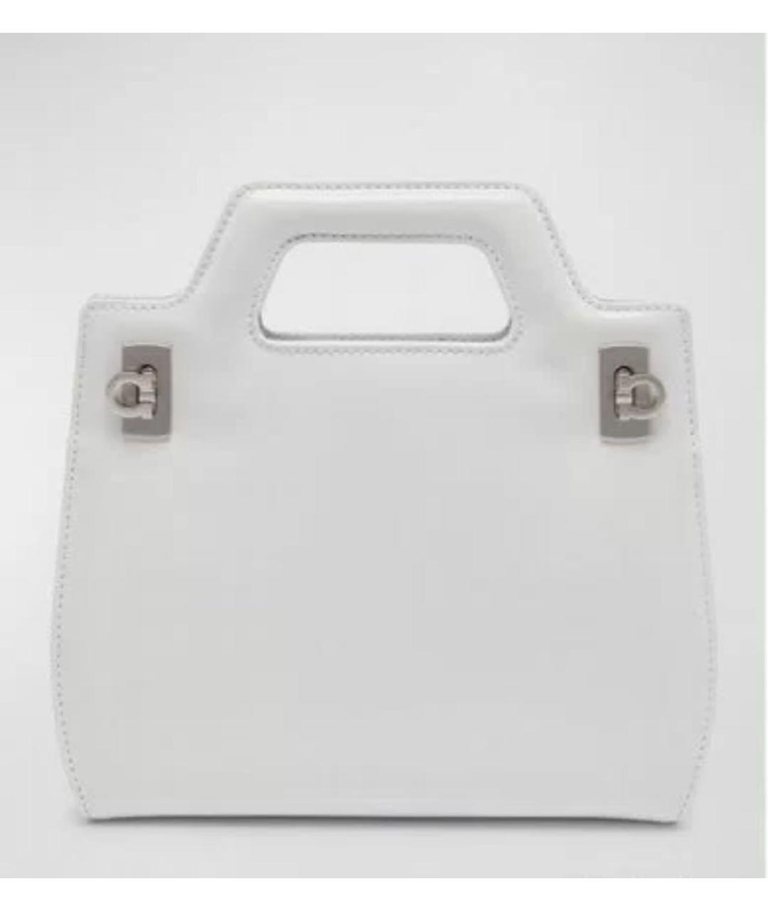 FERRAGAMO Белая кожаная сумка с короткими ручками, фото 9