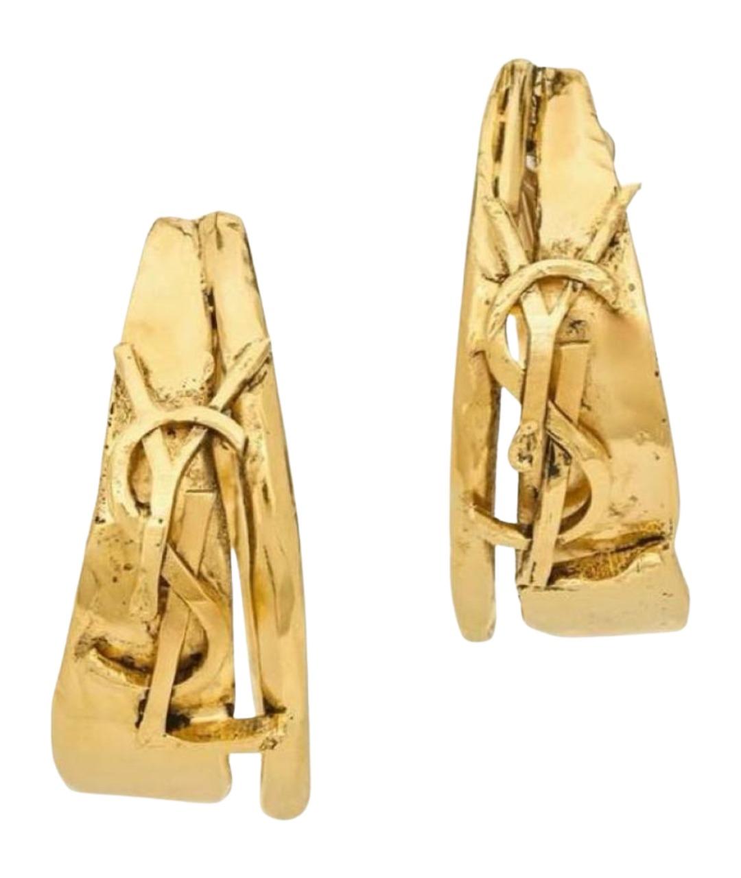 SAINT LAURENT Золотые латунные серьги, фото 1