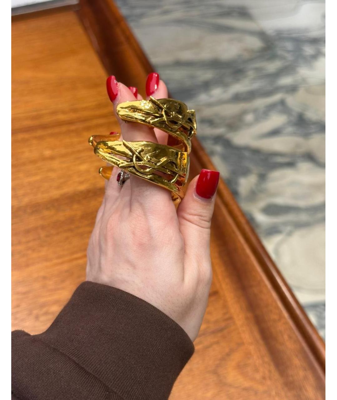 SAINT LAURENT Золотые латунные серьги, фото 2