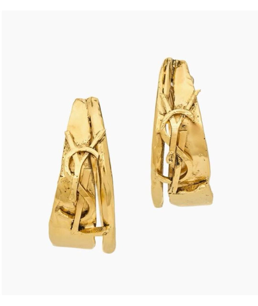 SAINT LAURENT Золотые латунные серьги, фото 5