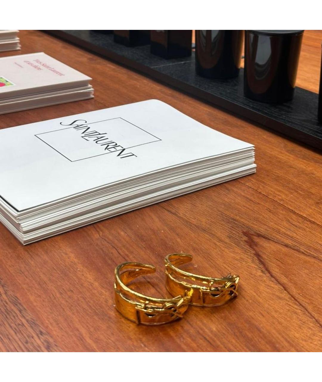 SAINT LAURENT Золотые латунные серьги, фото 3