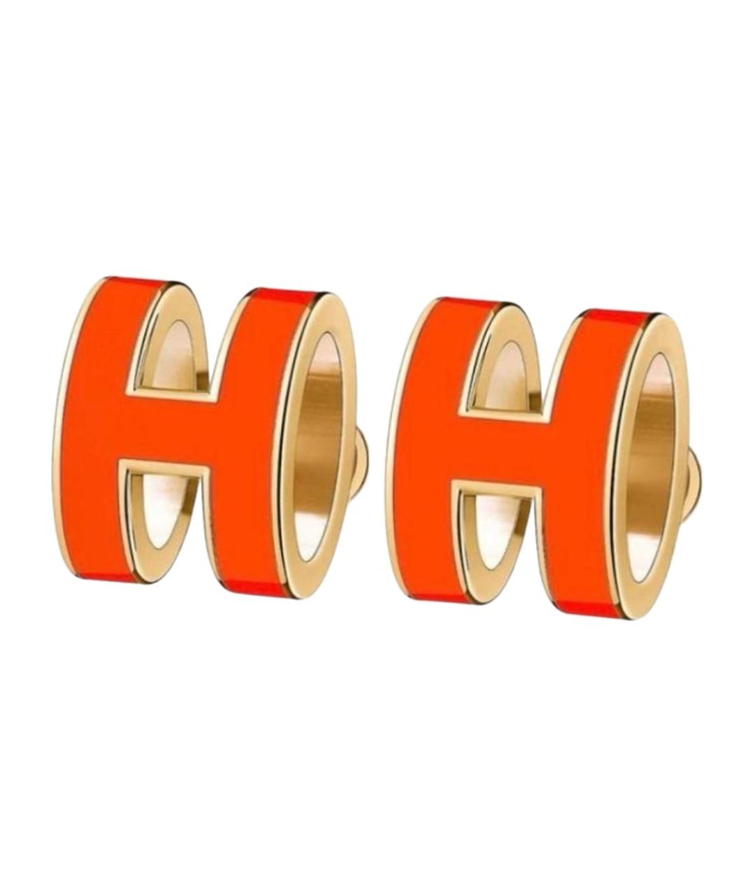 HERMES Оранжевое серьги, фото 1