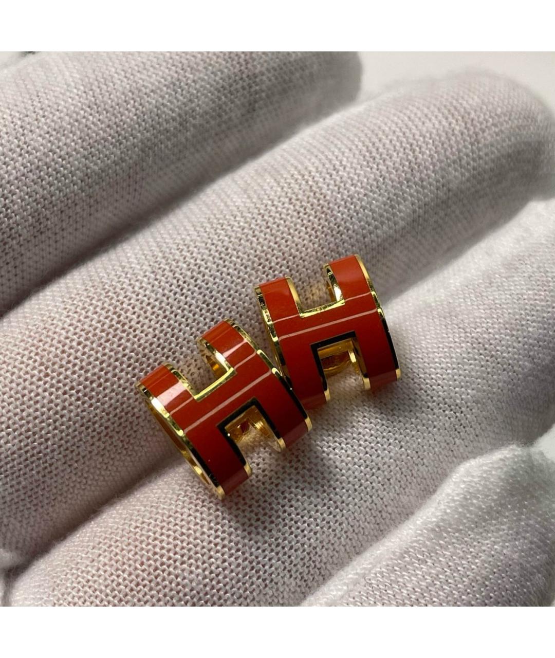 HERMES Оранжевое серьги, фото 3