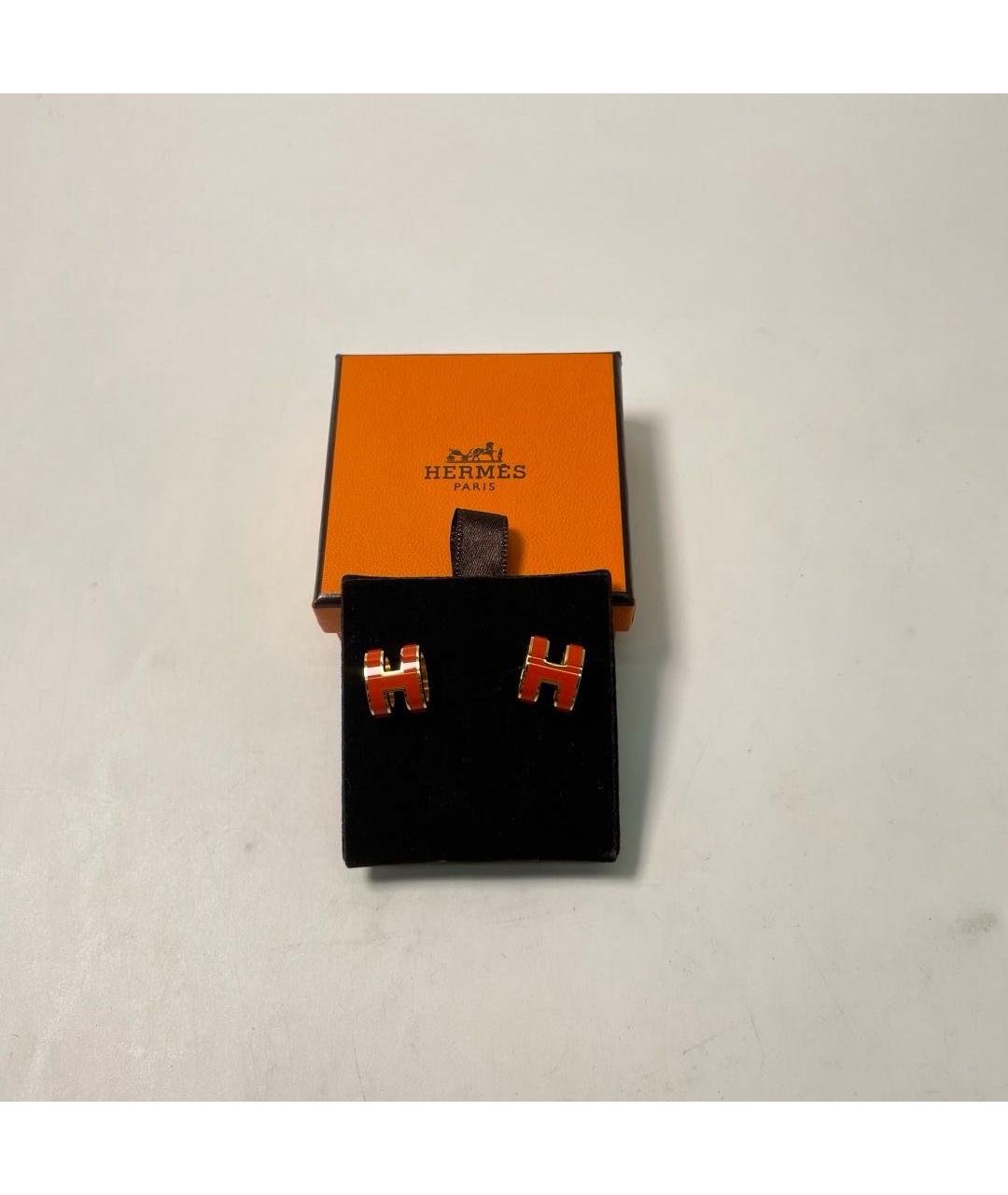 HERMES Оранжевое серьги, фото 2