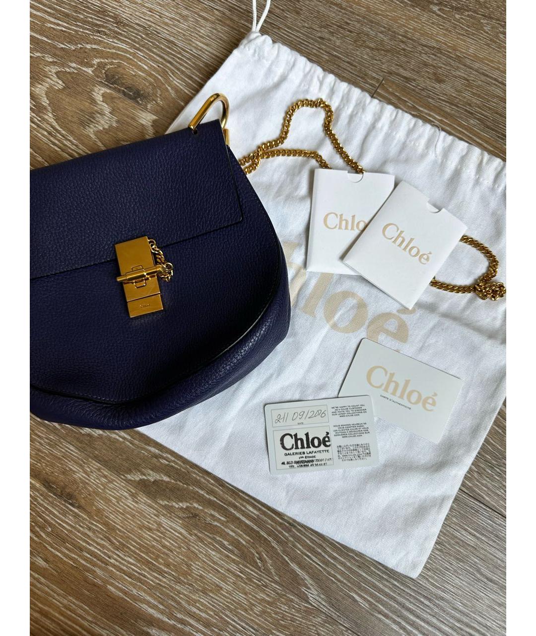 CHLOE Темно-синяя кожаная сумка через плечо, фото 6