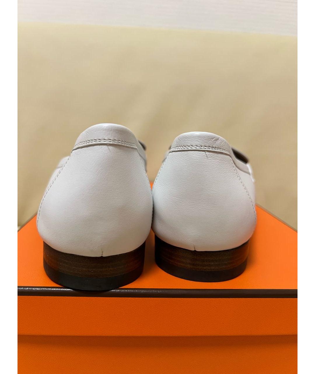HERMES Белые кожаные лоферы, фото 4