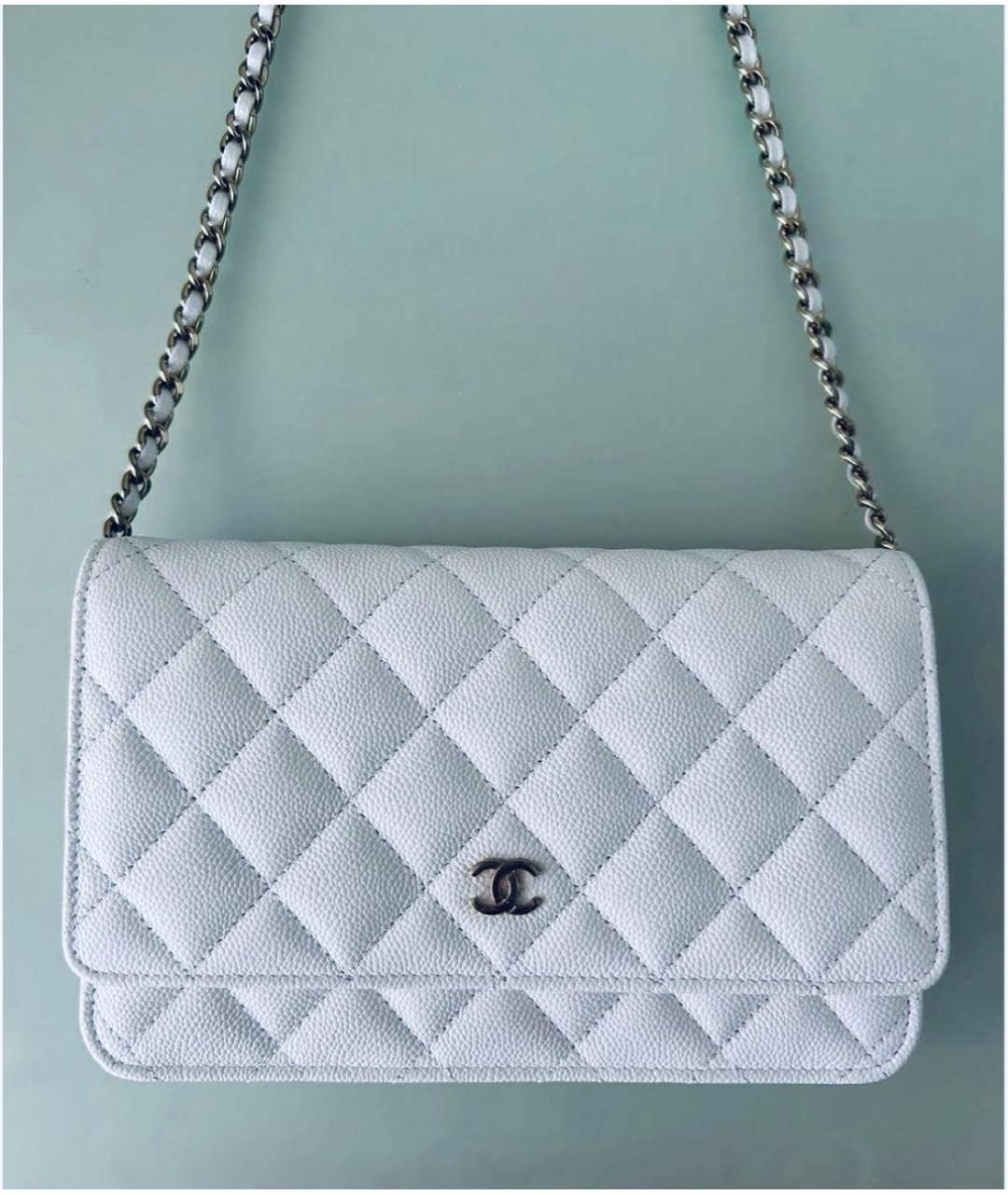 CHANEL Белая кожаная сумка через плечо, фото 6