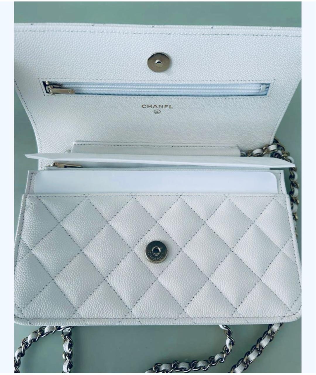 CHANEL Белая кожаная сумка через плечо, фото 4