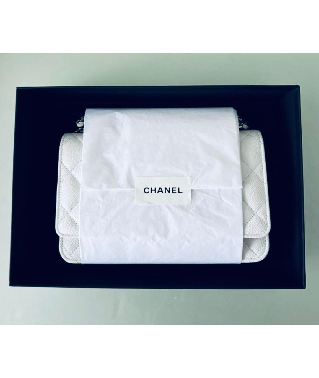 CHANEL Белая кожаная сумка через плечо, фото 8