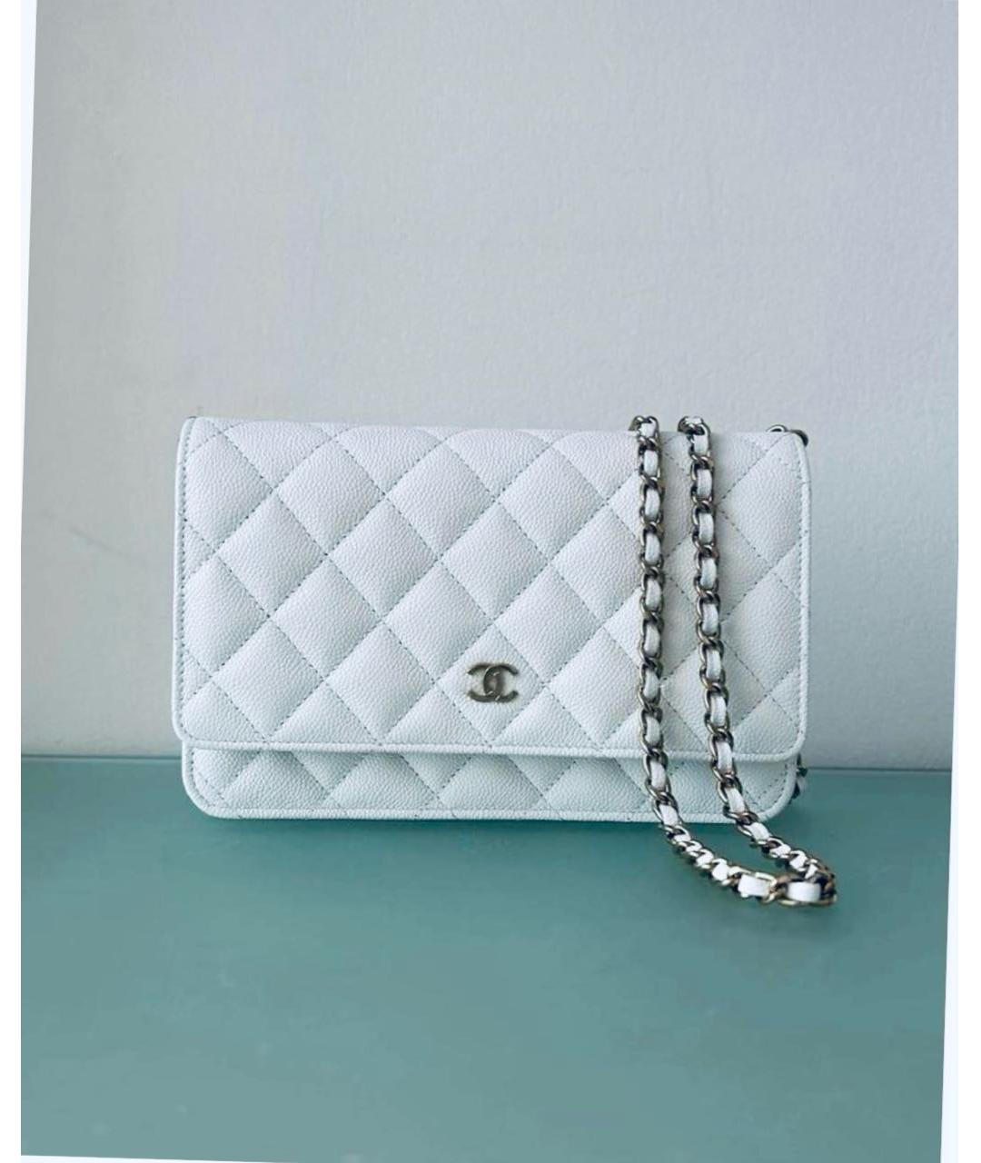 CHANEL Белая кожаная сумка через плечо, фото 5