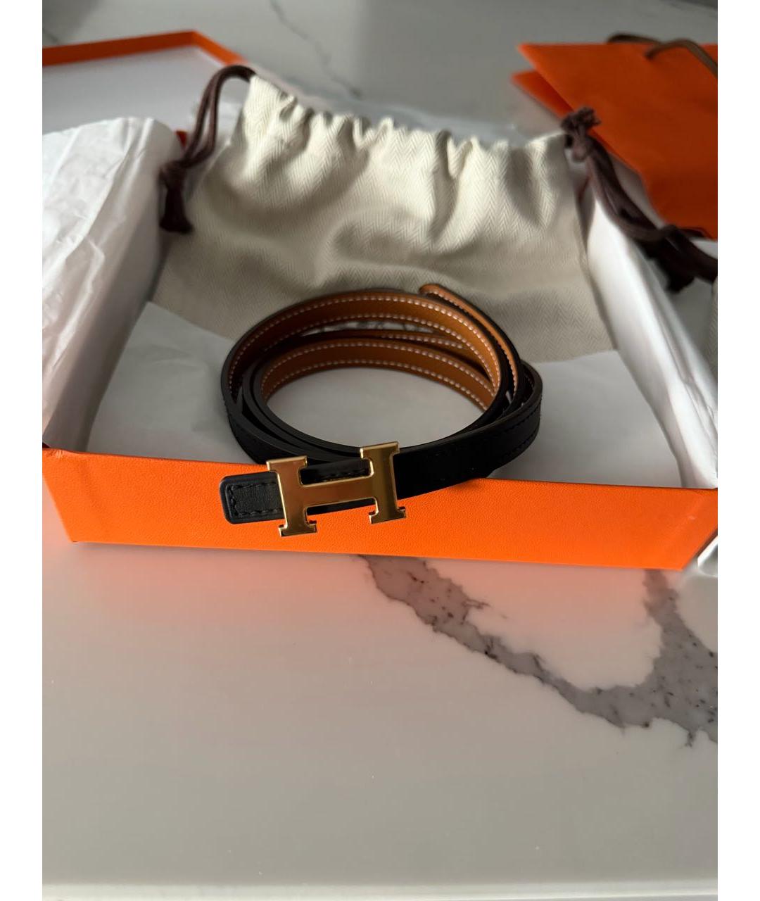 HERMES Черный кожаный ремень, фото 4