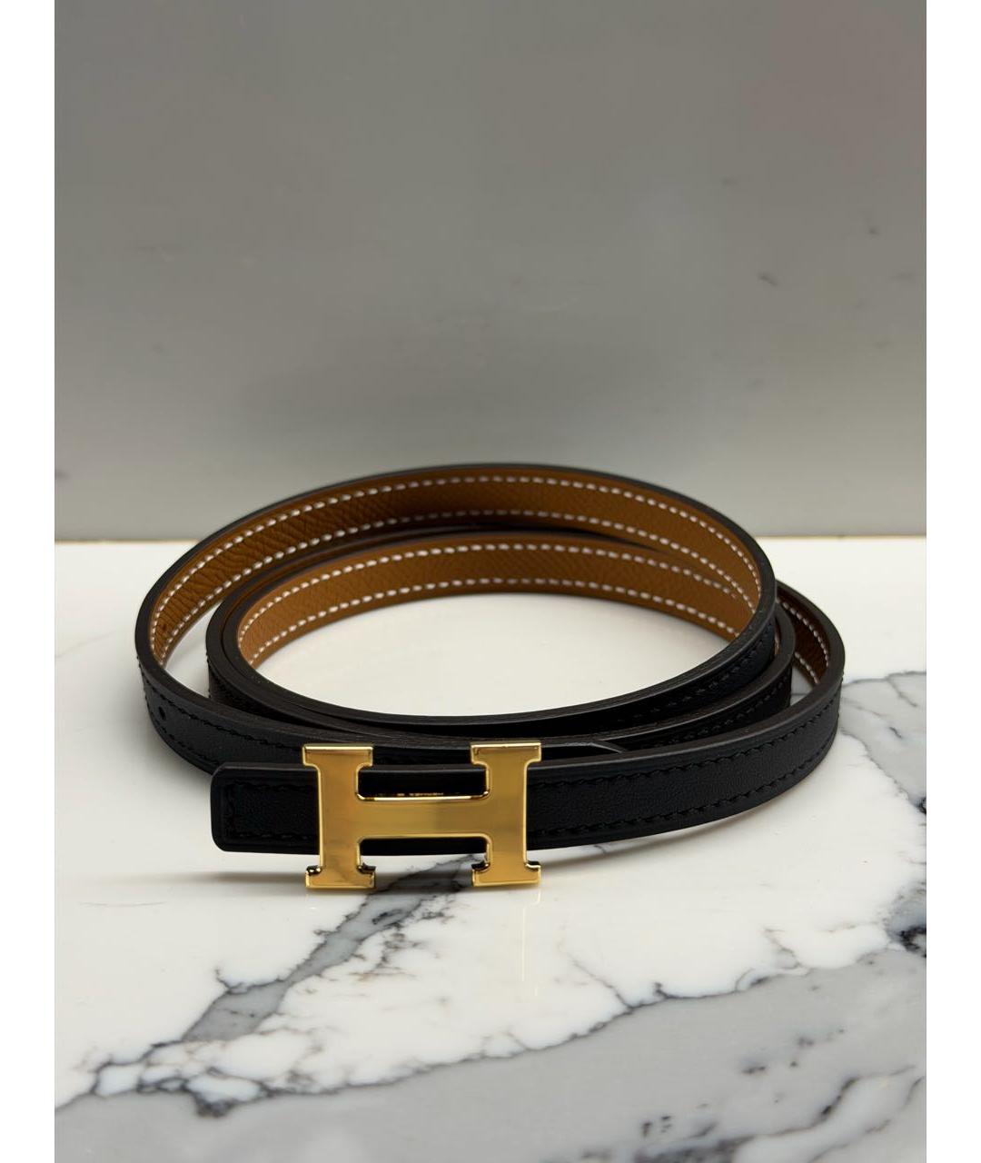 HERMES Черный кожаный ремень, фото 7