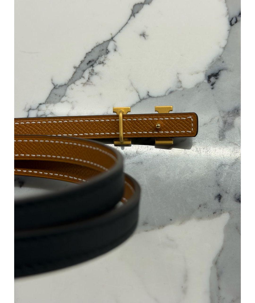 HERMES Черный кожаный ремень, фото 2