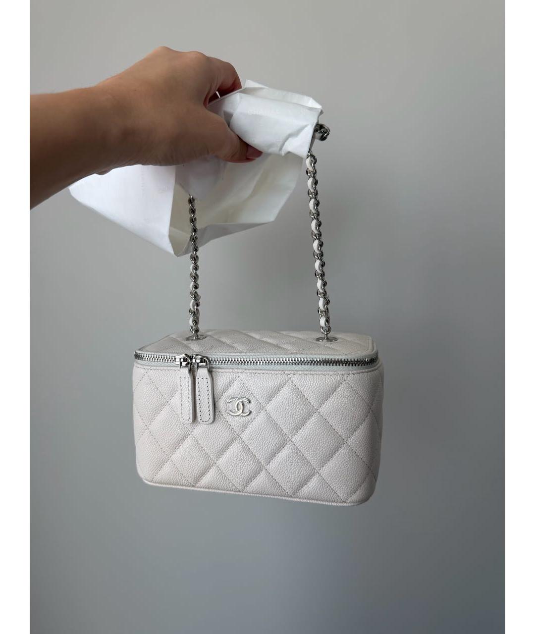 CHANEL Белая кожаная сумка через плечо, фото 6
