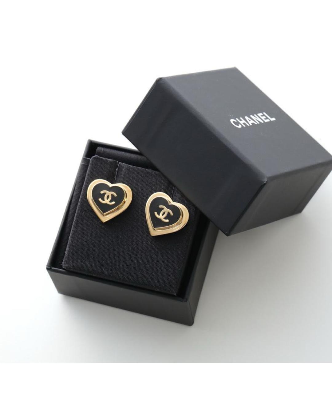 CHANEL Черные металлические серьги, фото 4