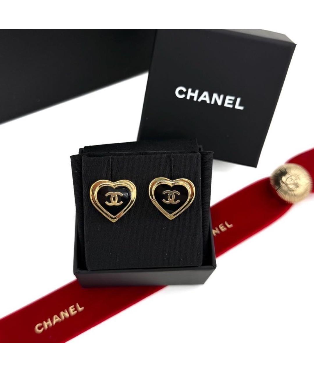 CHANEL Черные металлические серьги, фото 2