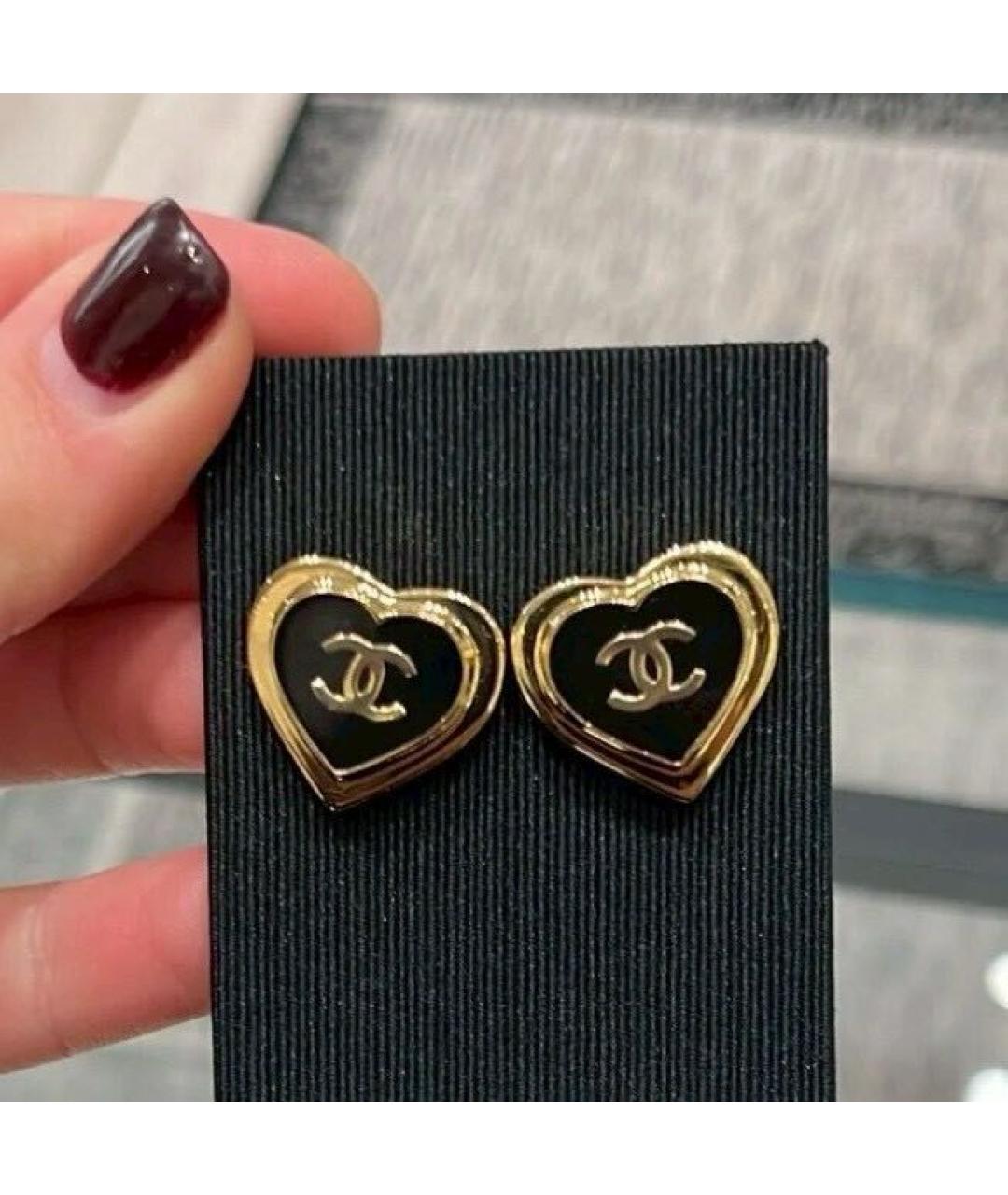 CHANEL Черные металлические серьги, фото 5