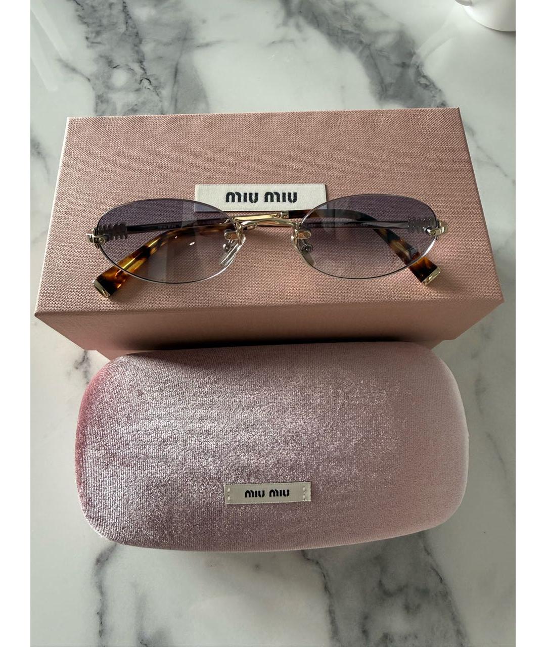 MIU MIU Голубые металлические солнцезащитные очки, фото 5