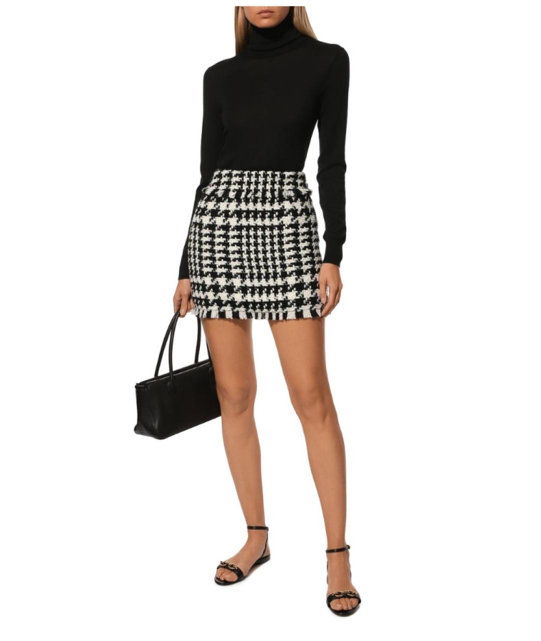 DOLCE&GABBANA Черная твидовая юбка мини, фото 6