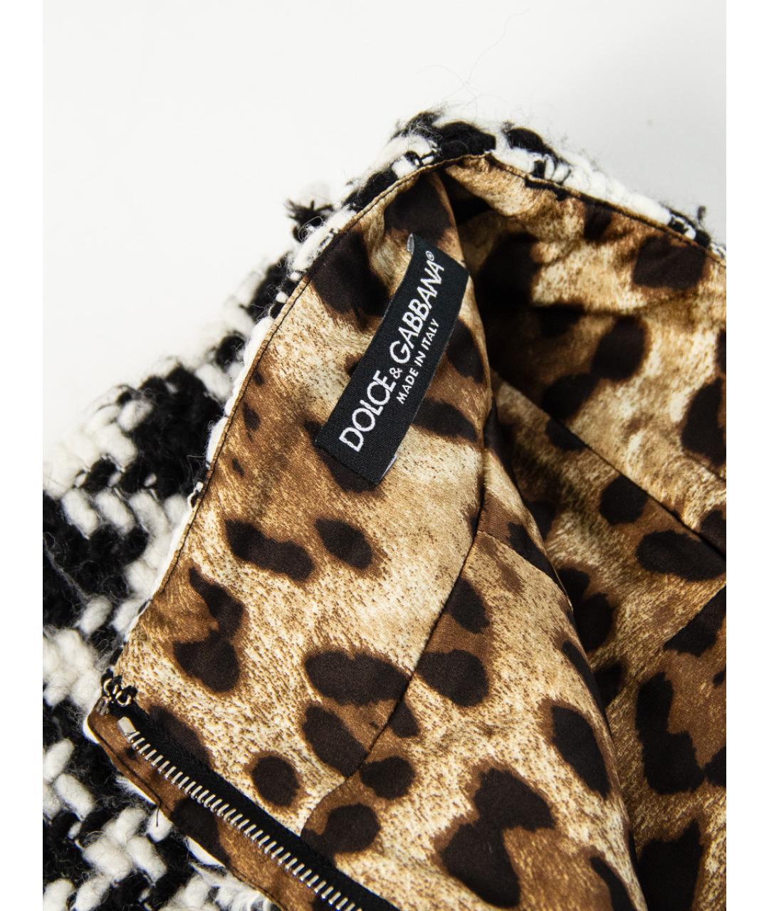 DOLCE&GABBANA Черная твидовая юбка мини, фото 4