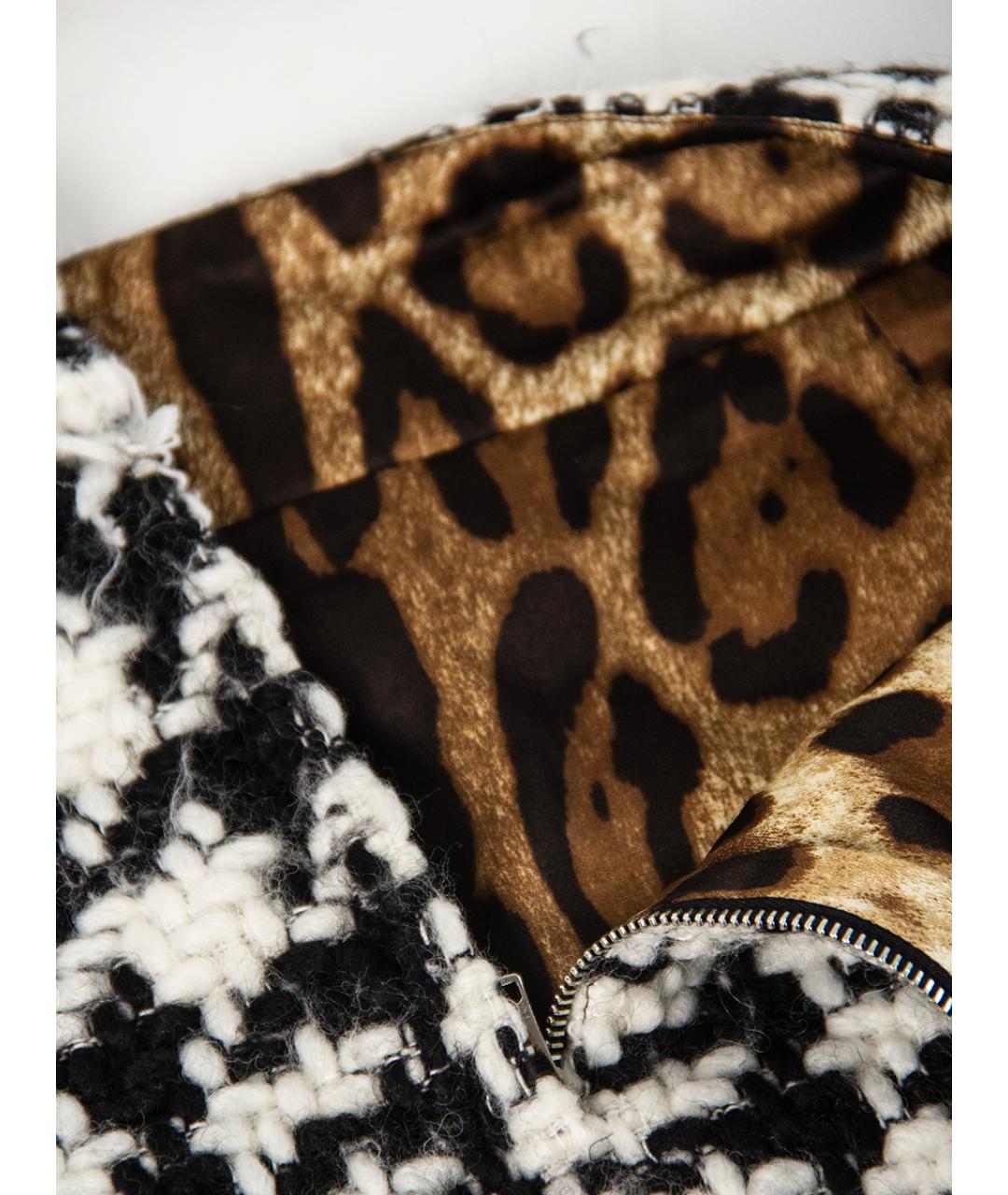 DOLCE&GABBANA Черная твидовая юбка мини, фото 5