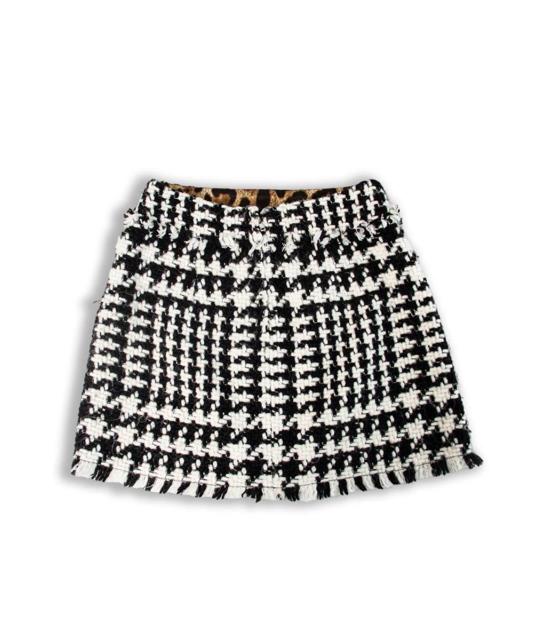 DOLCE&GABBANA Черная твидовая юбка мини, фото 2