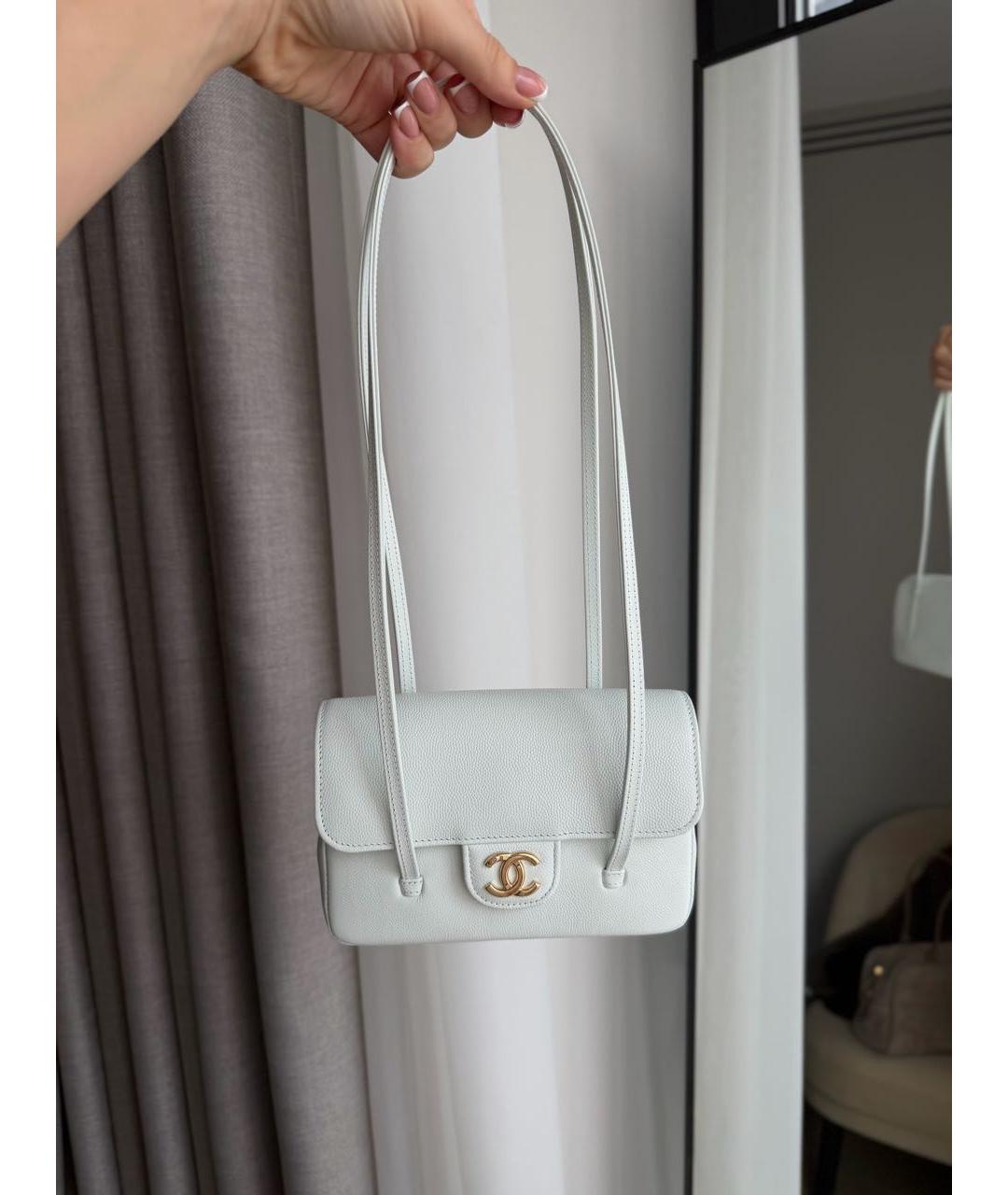 CHANEL Голубая кожаная сумка через плечо, фото 4