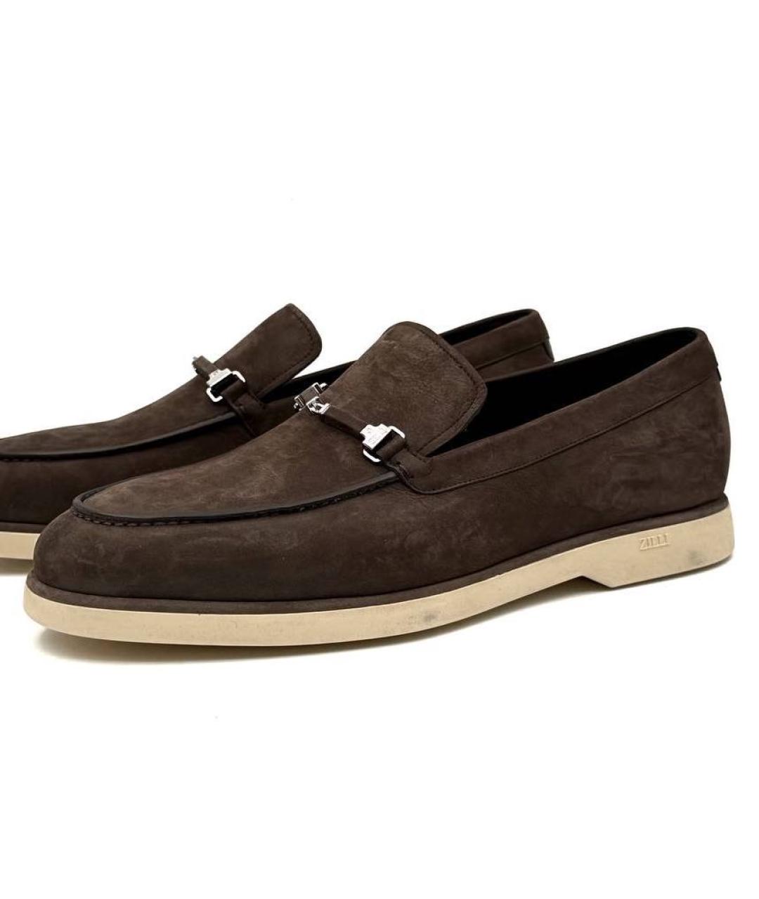 ZILLI Коричневые замшевые лоферы, фото 4