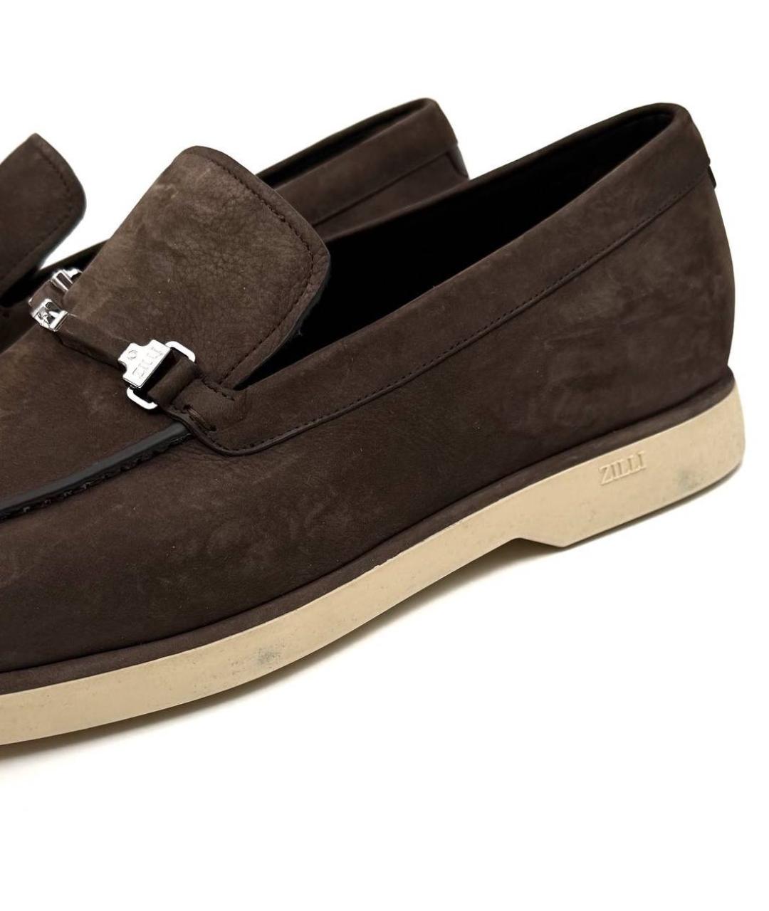 ZILLI Коричневые замшевые лоферы, фото 5