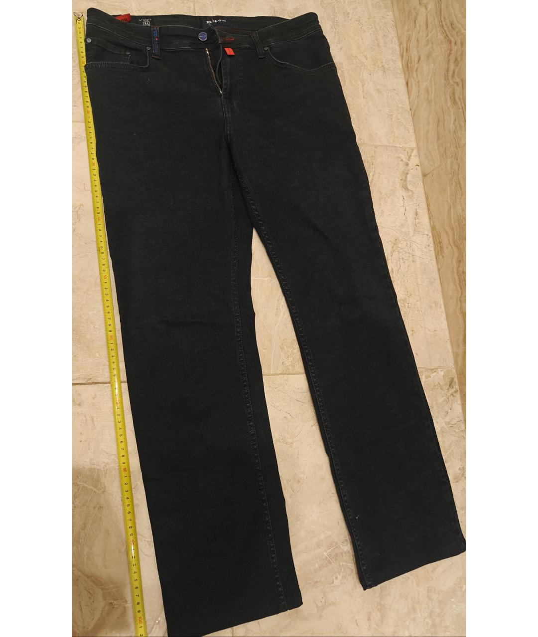 KITON Темно-синие хлопковые прямые джинсы, фото 4