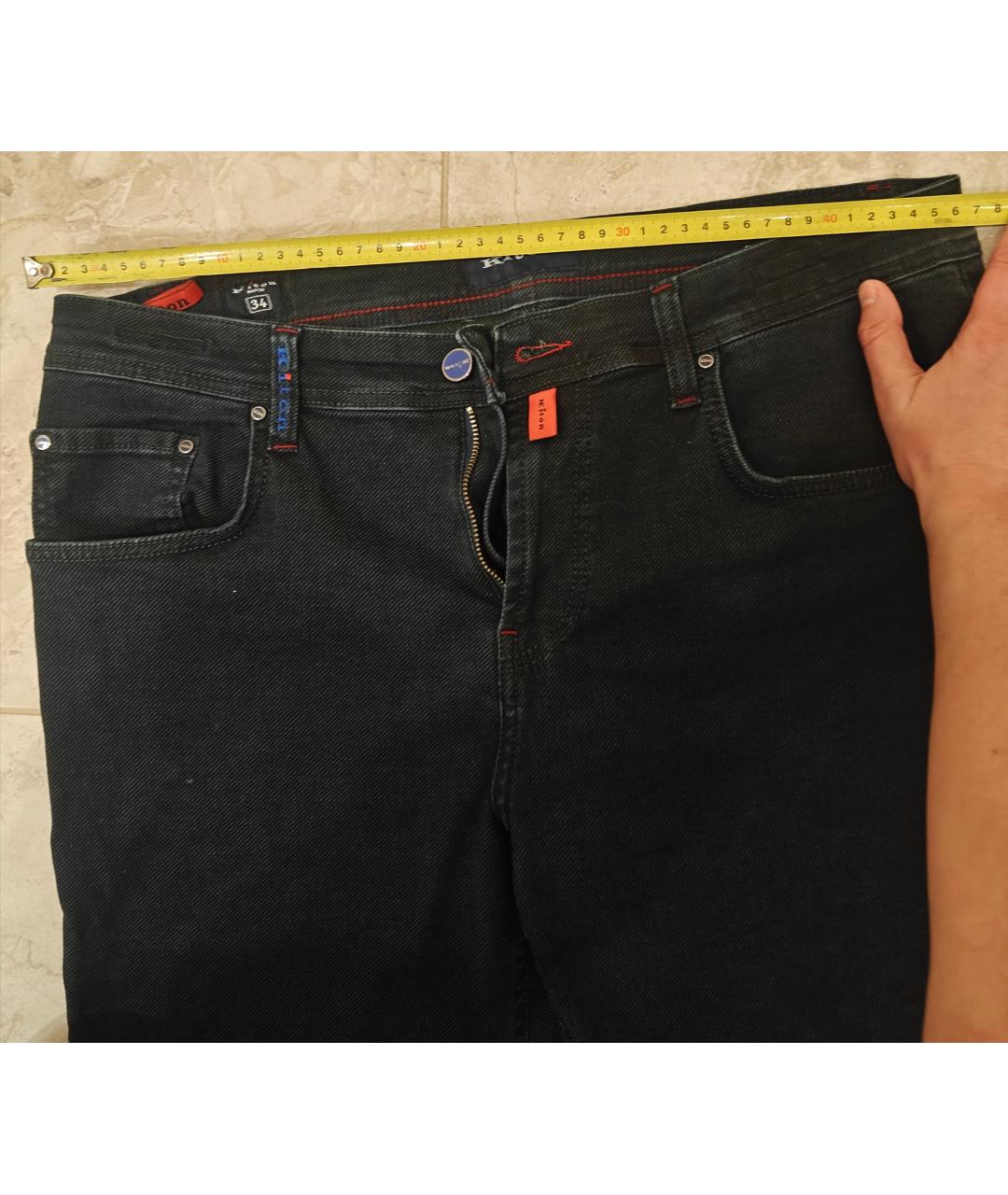 KITON Темно-синие хлопковые прямые джинсы, фото 2