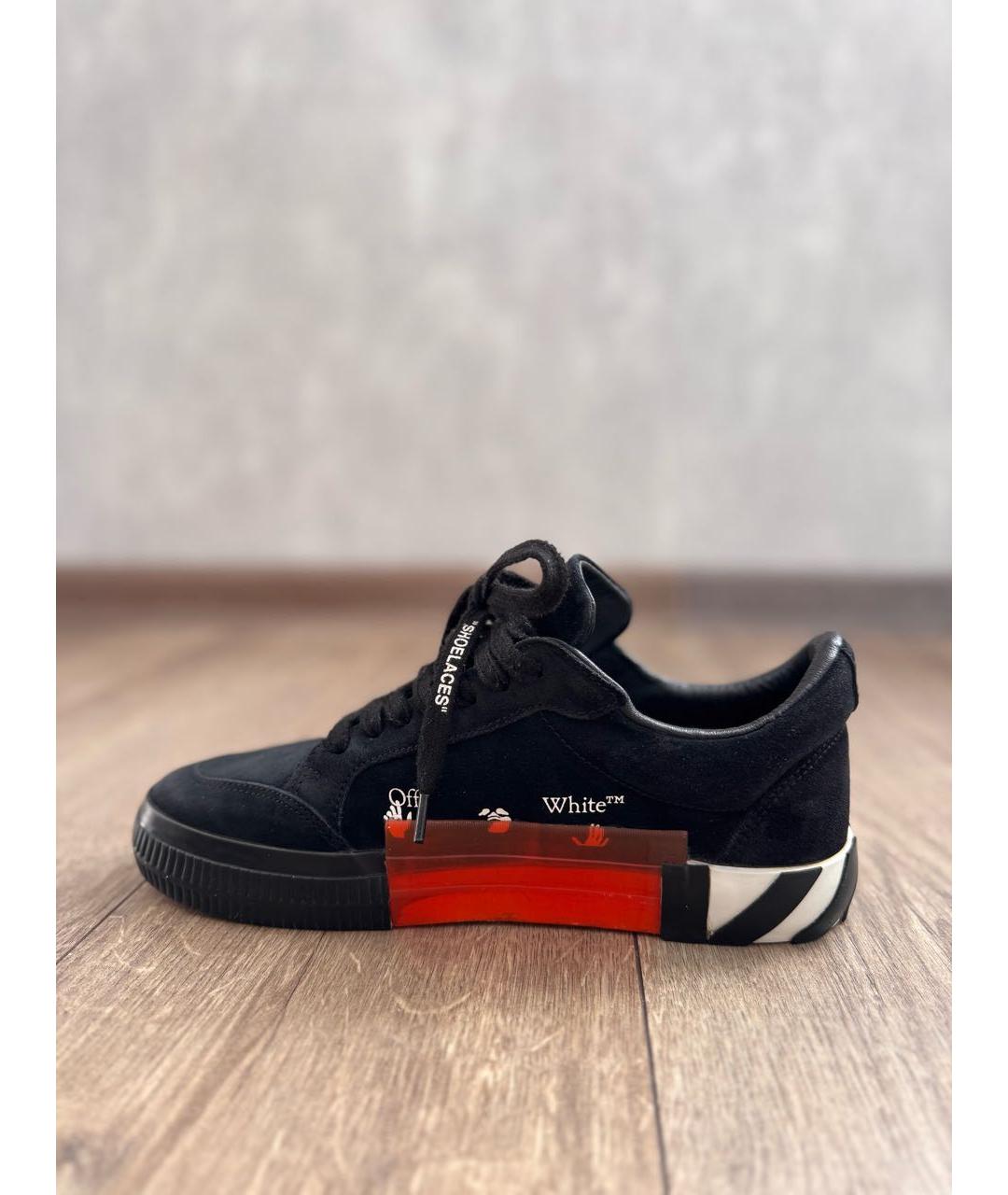 OFF-WHITE Черные замшевые низкие кроссовки / кеды, фото 5