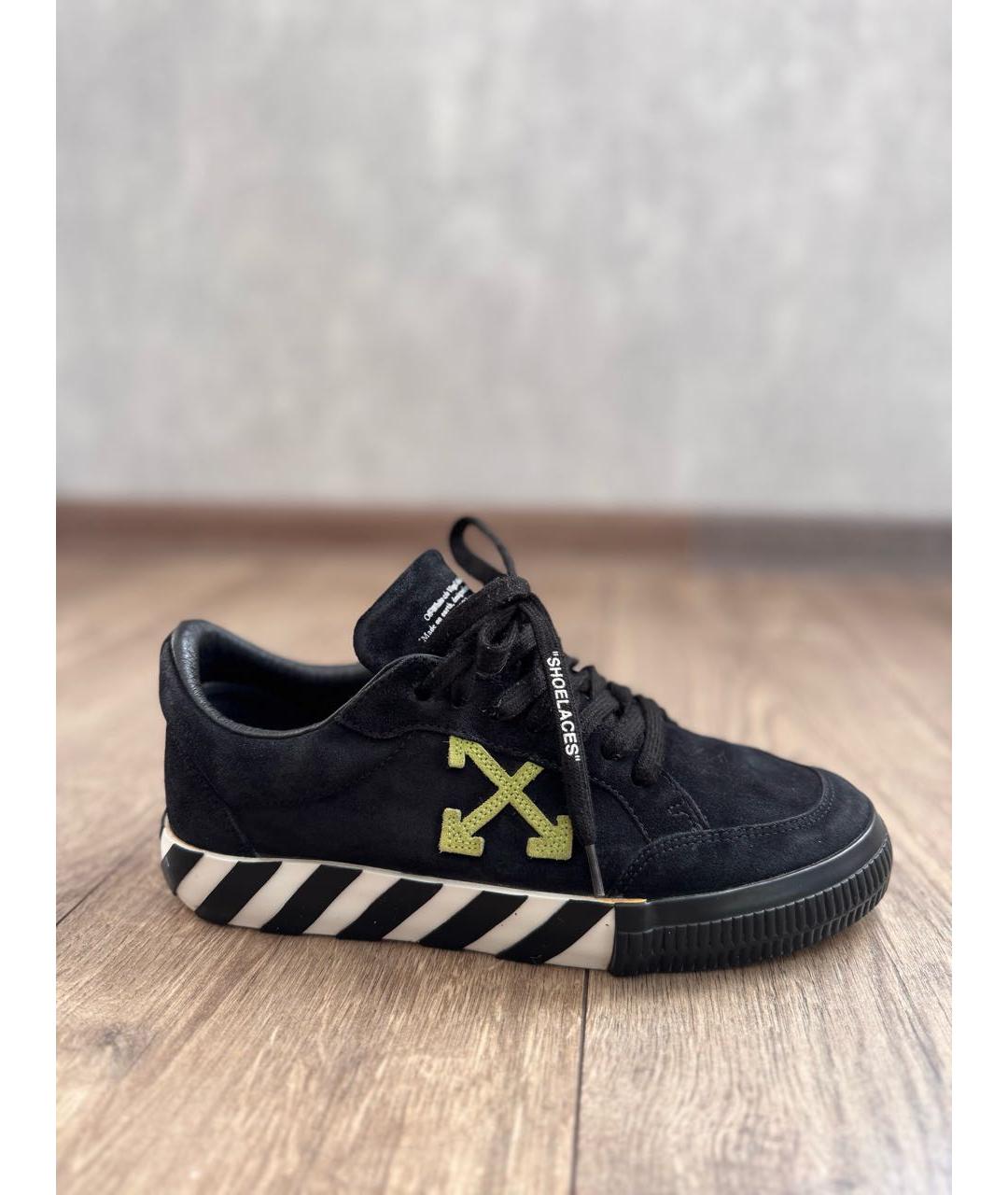 OFF-WHITE Черные замшевые низкие кроссовки / кеды, фото 6