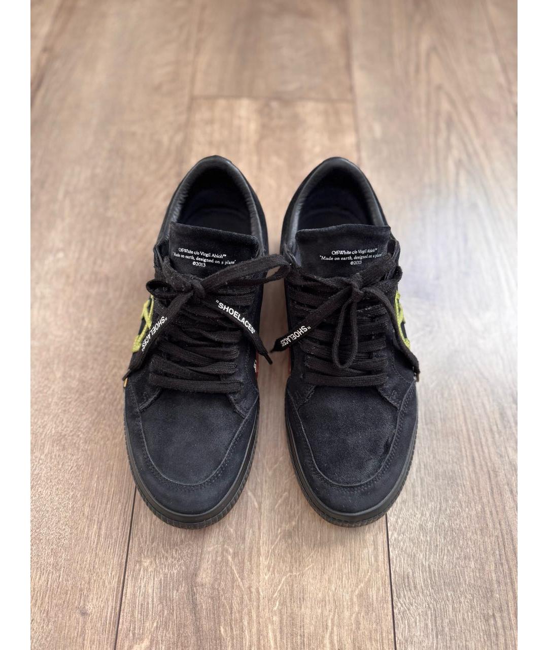 OFF-WHITE Черные замшевые низкие кроссовки / кеды, фото 2
