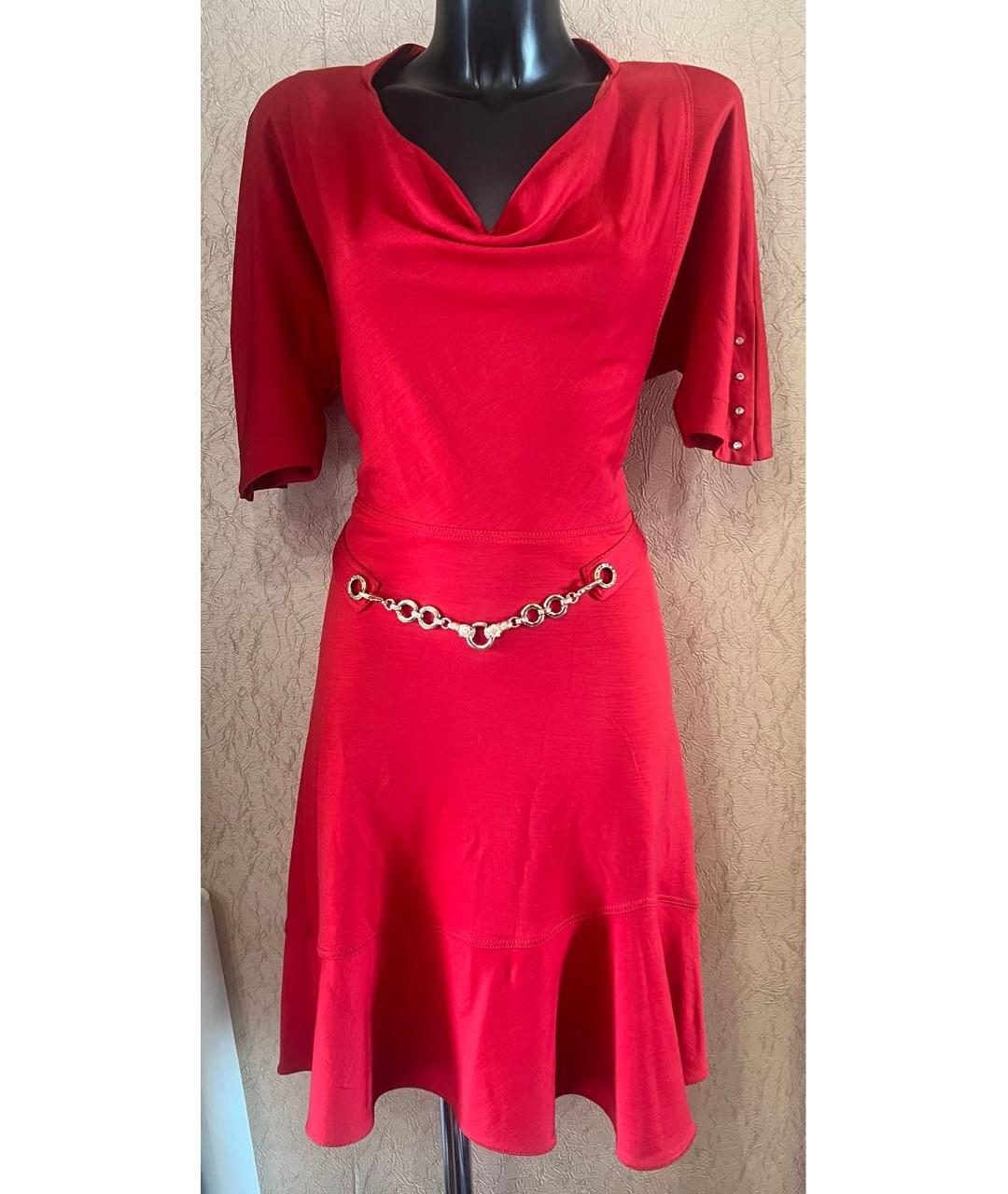 MISS BLUMARINE Красное вискозное платье, фото 5