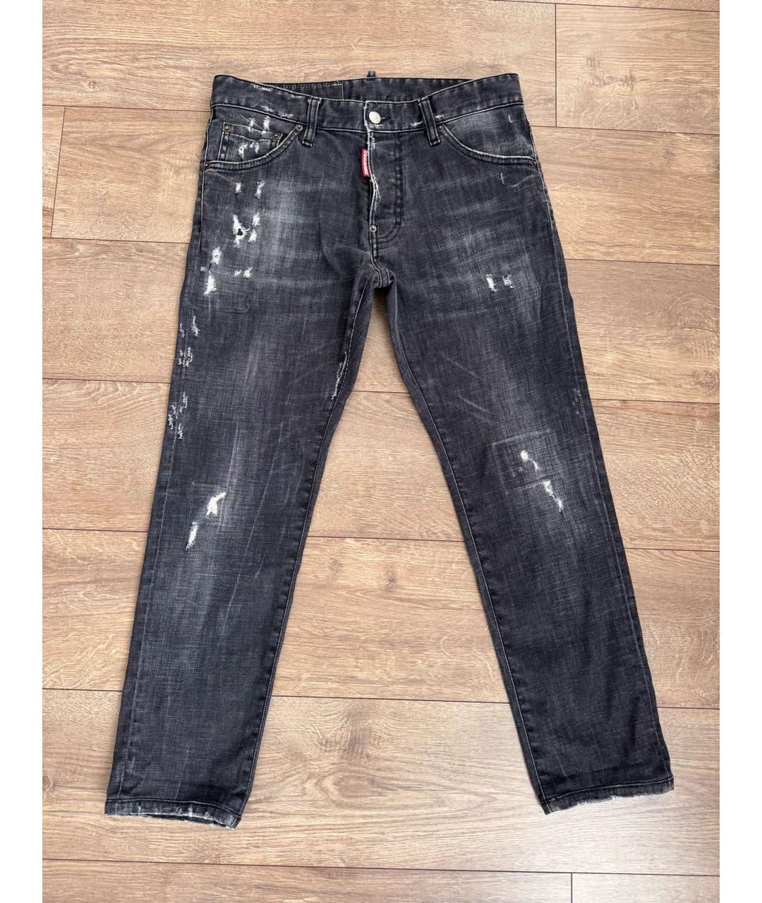 DSQUARED2 Антрацитовые хлопковые прямые джинсы, фото 6