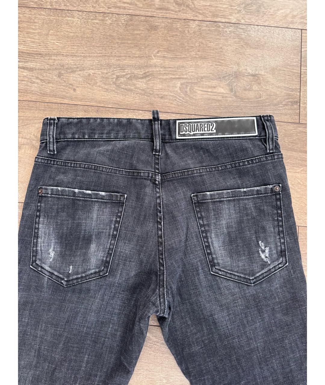 DSQUARED2 Антрацитовые хлопковые прямые джинсы, фото 3