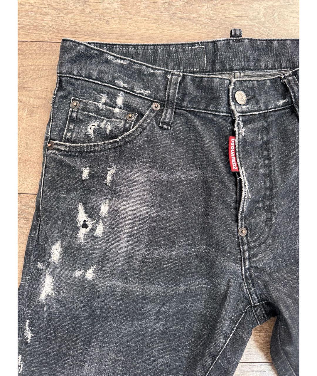 DSQUARED2 Антрацитовые хлопковые прямые джинсы, фото 4