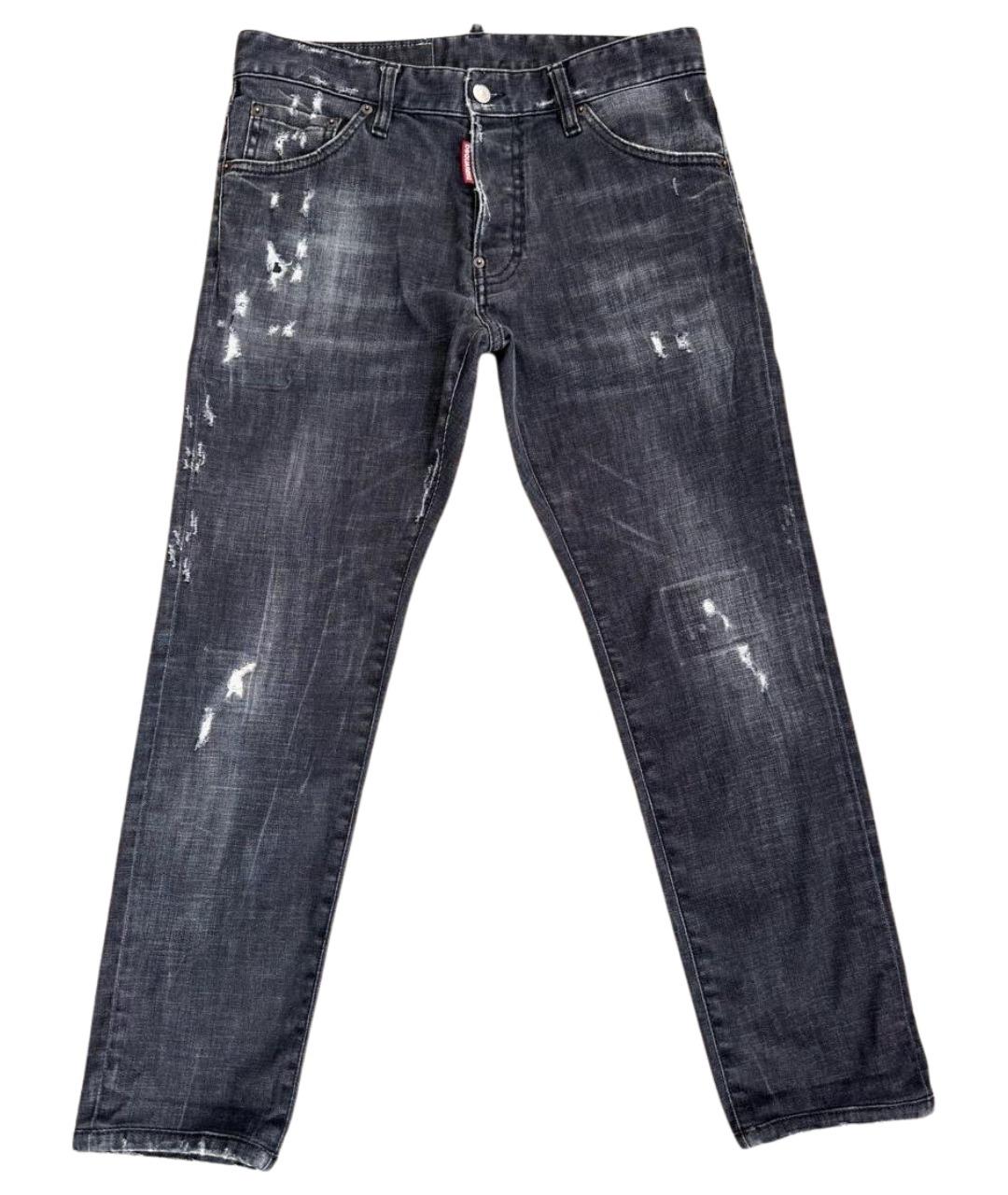 DSQUARED2 Антрацитовые хлопковые прямые джинсы, фото 1