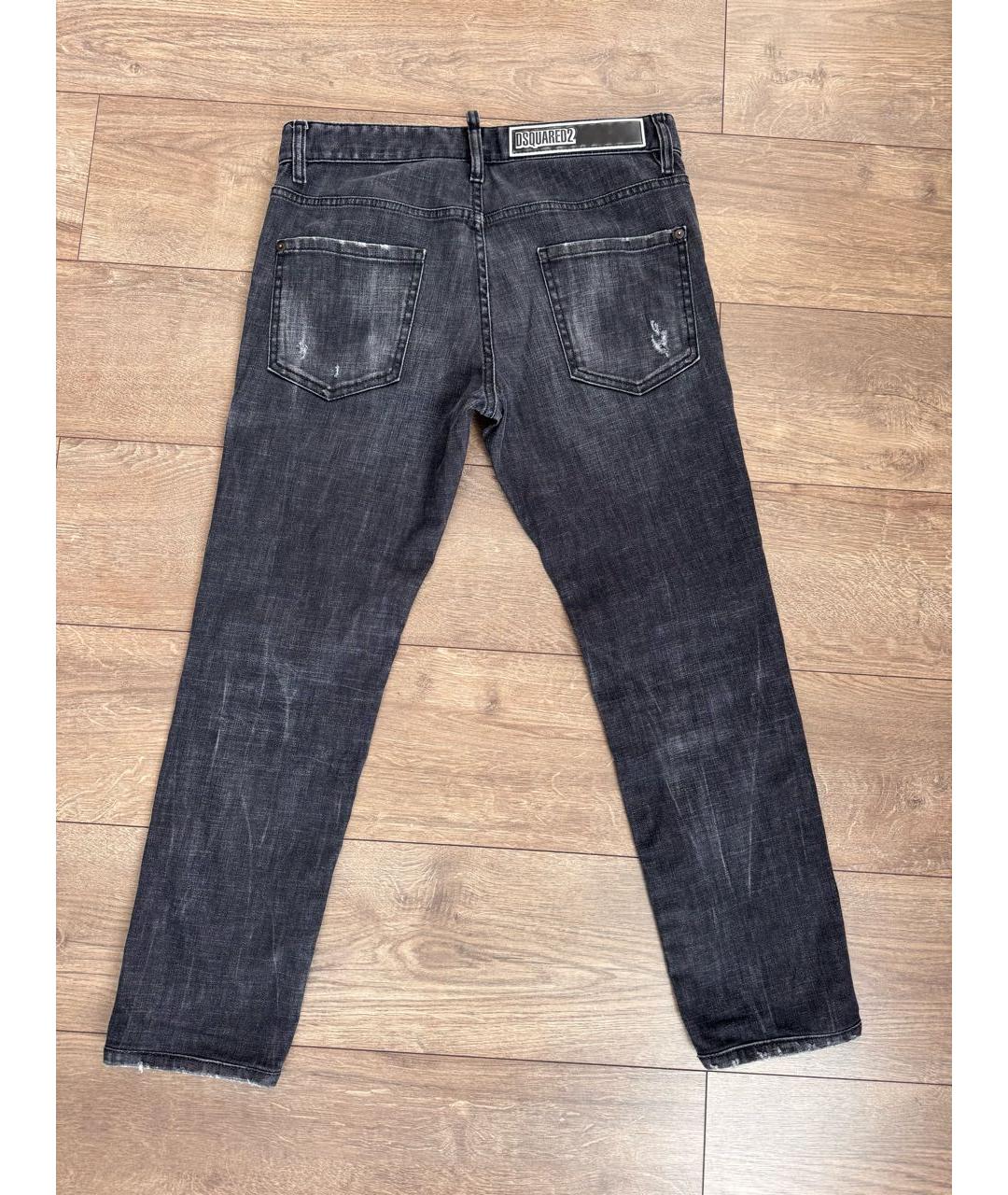 DSQUARED2 Антрацитовые хлопковые прямые джинсы, фото 2