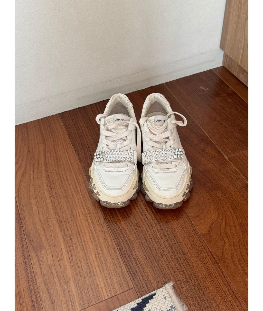 JIMMY CHOO Белые кожаные кроссовки, фото 2