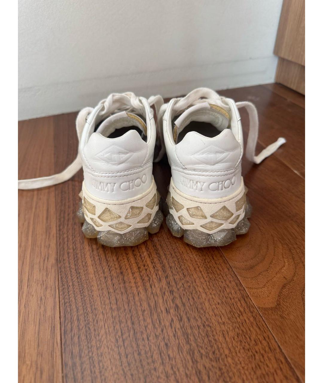 JIMMY CHOO Белые кожаные кроссовки, фото 4