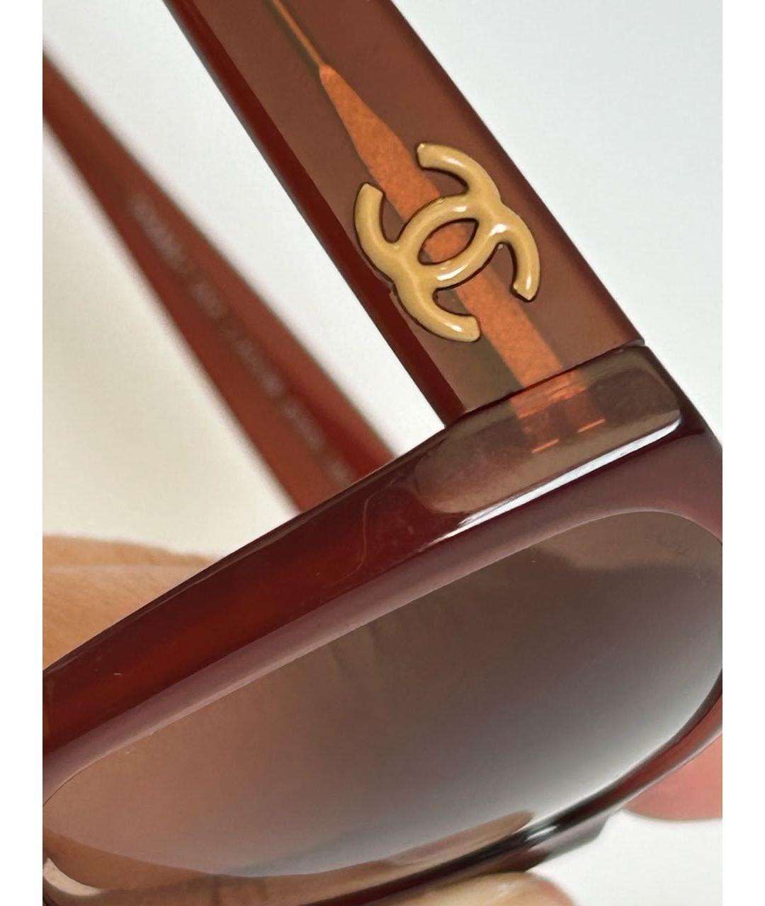 CHANEL Бордовые пластиковые солнцезащитные очки, фото 3