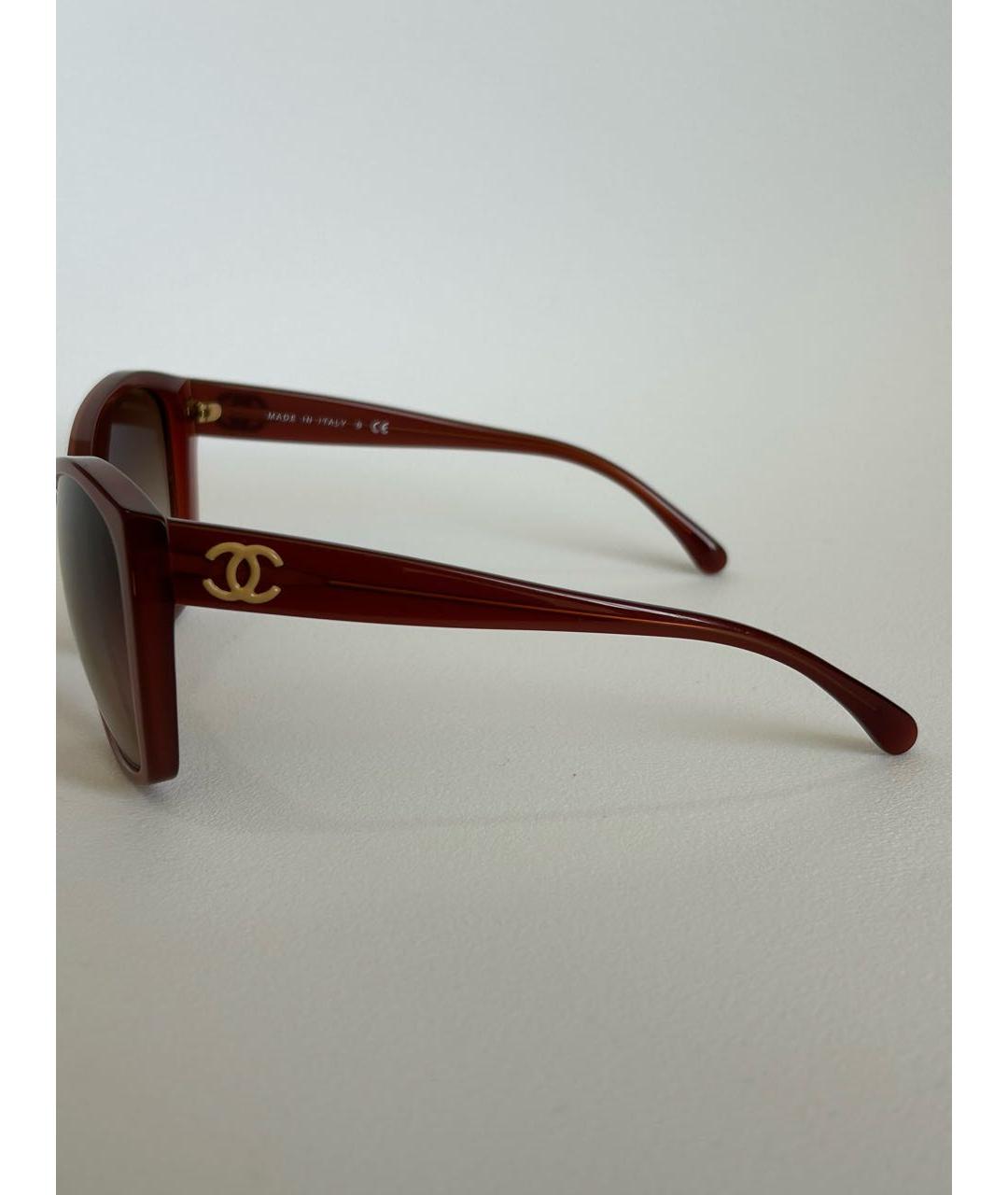 CHANEL Бордовые пластиковые солнцезащитные очки, фото 5