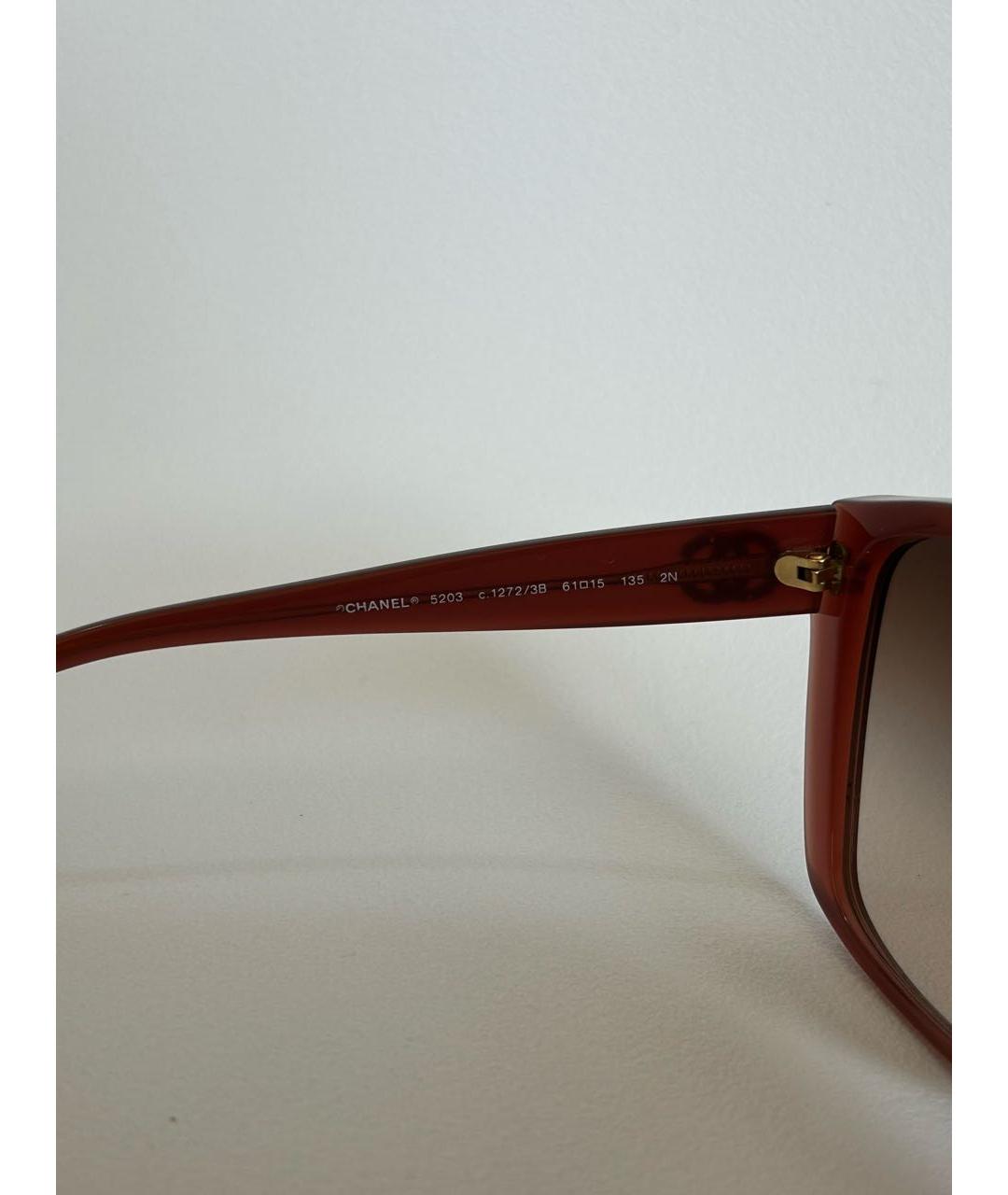 CHANEL Бордовые пластиковые солнцезащитные очки, фото 6