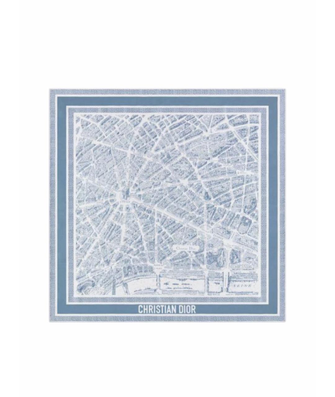 CHRISTIAN DIOR Голубой шелковый платок, фото 1