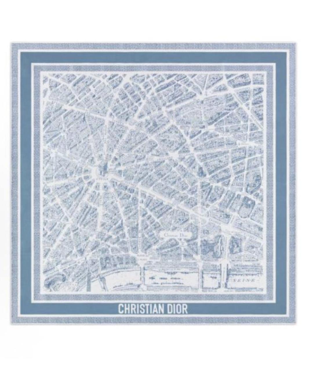 CHRISTIAN DIOR Голубой шелковый платок, фото 2