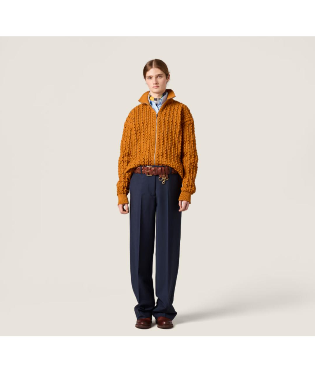 MIU MIU Оранжевый полиамидовый кардиган, фото 2