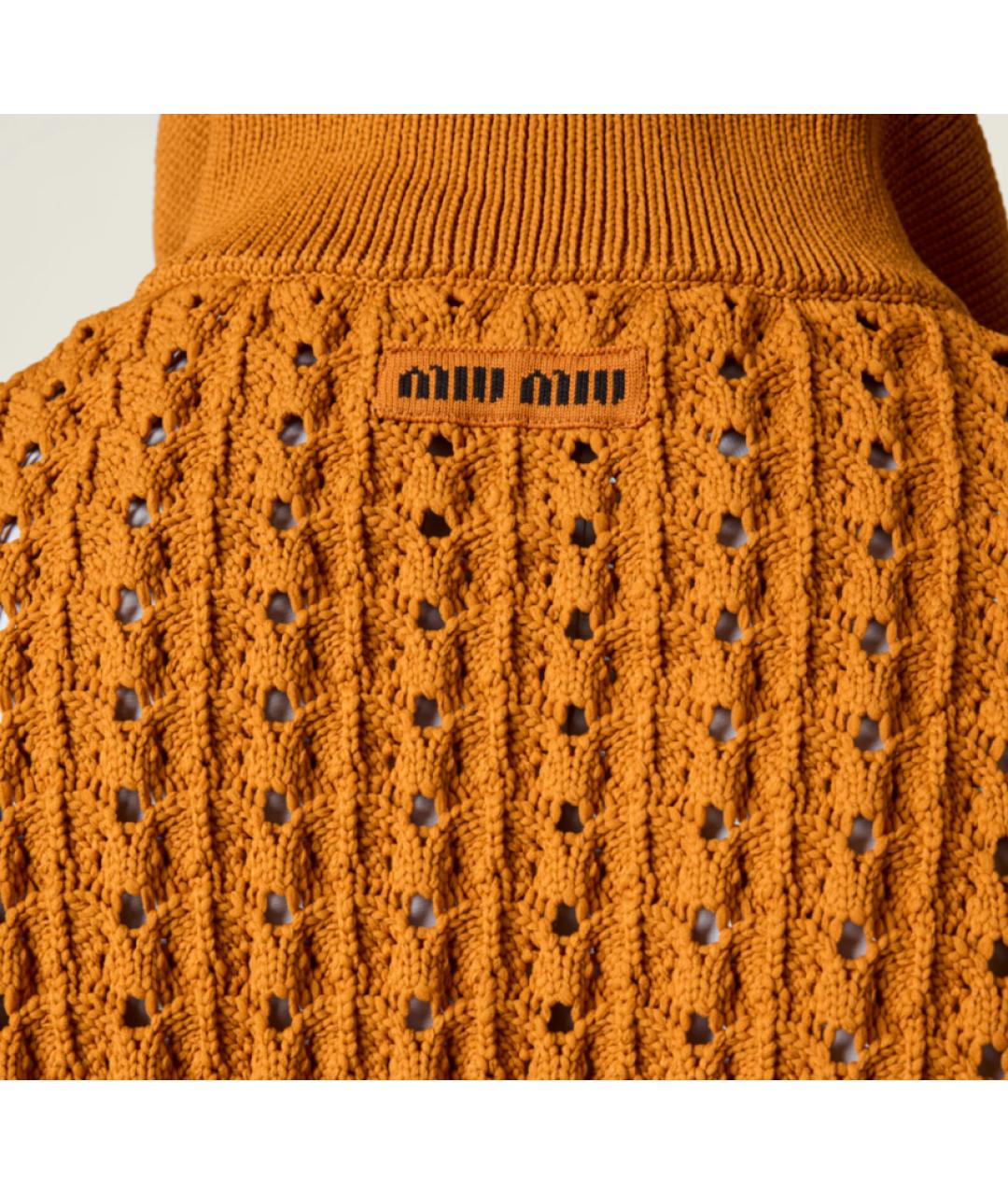 MIU MIU Оранжевый полиамидовый кардиган, фото 7