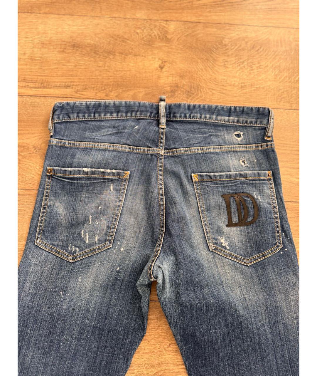 DSQUARED2 Синие хлопковые прямые джинсы, фото 3